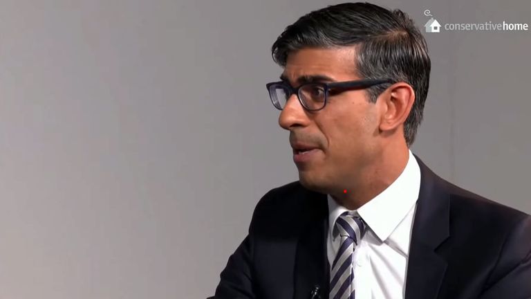 Rishi Sunak during an online interview with ConservativeHome