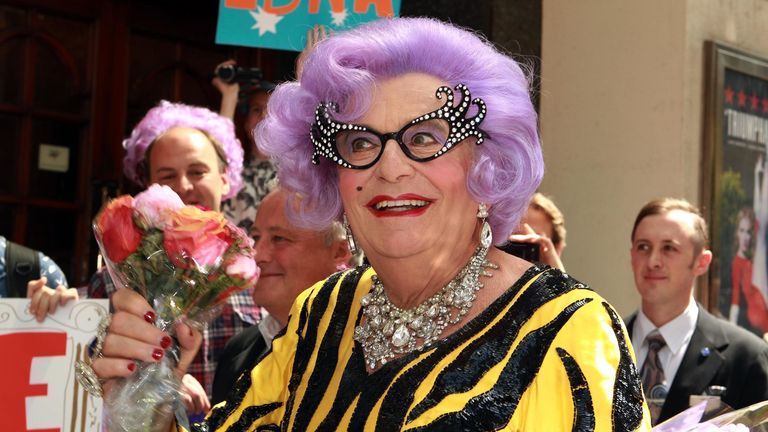 Barry Humphries alter ego Dame Edna Everage arrives at the London Palladium to launch the Barry HumphriesÕ Farewell Tour.
