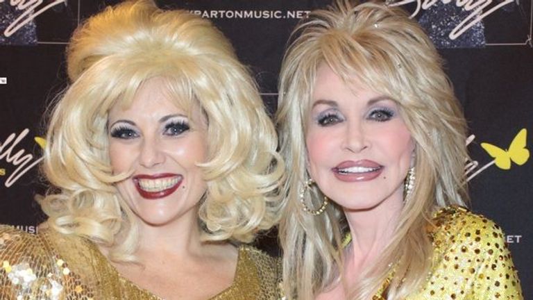 Kelly O’Brien with her muse, Dolly Parton (L-R)