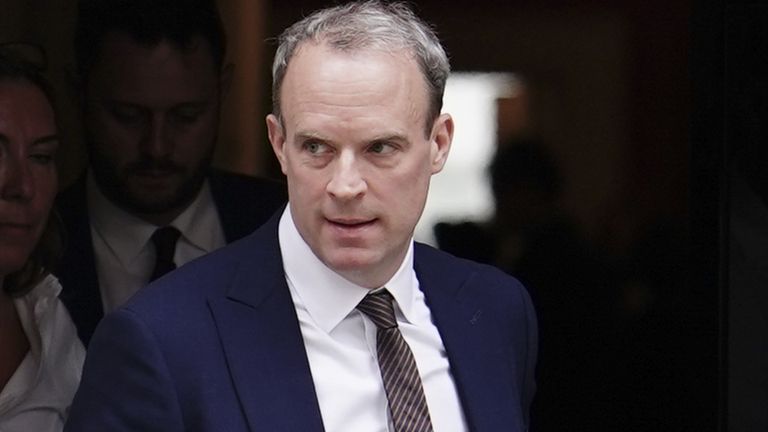 Deputy Prime Minister Dominic Raab leaves 10 Downing Street, London, following a Cabinet meeting. Picture date: Tuesday April 18, 2023.


