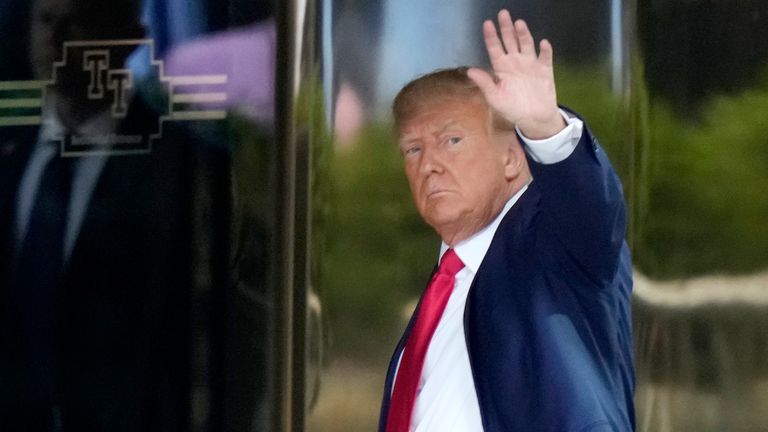 Former president Donald Trump arrives at Trump Tower in New York. Pic: AP