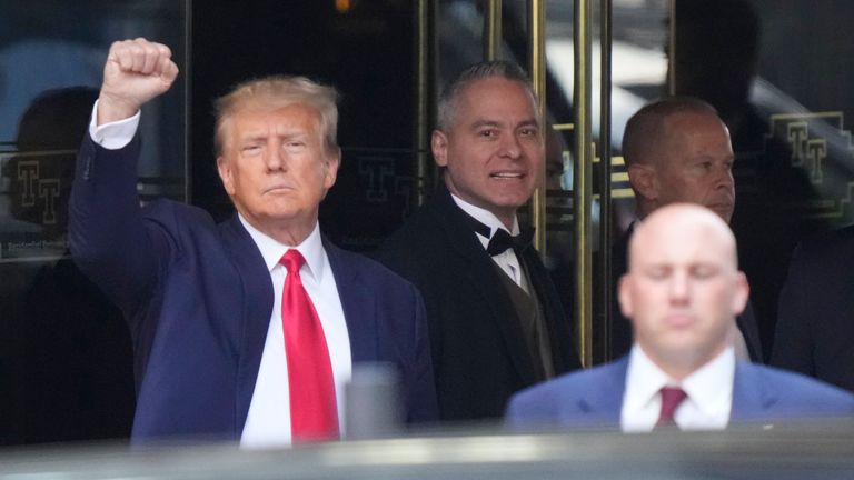 Donald Trump took a photo near Trump Tower today.  Photo: AP
