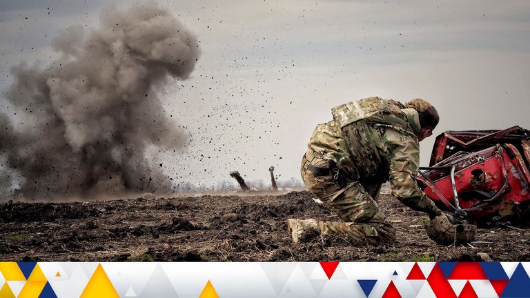 Ukrainian serviceman reacts as he throws a grenade during a training, amid Russia&#39;s invasion of Ukraine, in Donbas region, Ukraine April 8, 2023. REUTERS/Yan Dorbronosov

