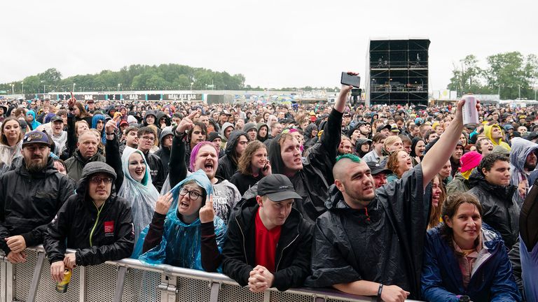 Festivalgoers on the first day of Download Festival at Donington Park in Leicestershire. Picture date: Friday June 18, 2021.
