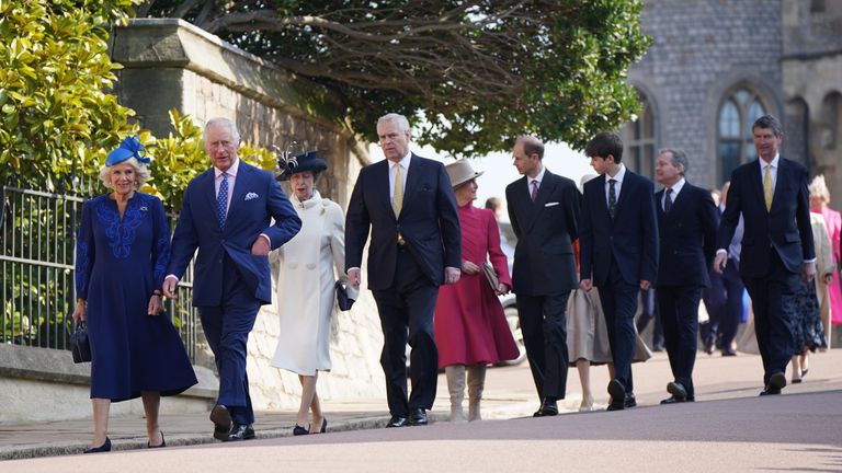 King Charles III and the Queen Consort lead members of the royal family. Pic: PA