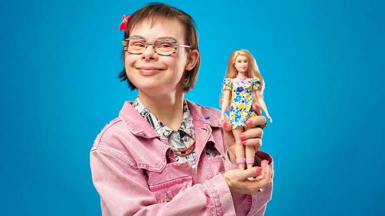 French City Counsellor & Author Eleonore Laloux holds the new Barbie doll with Down's syndrome, in Paris, France April 19, 2023. Mattel/Matthieu Suprin/Handout via REUTERS THIS IMAGE HAS BEEN SUPPLIED BY A THIRD PARTY. NO RESALES. NO ARCHIVES. MANDATORY CREDIT
