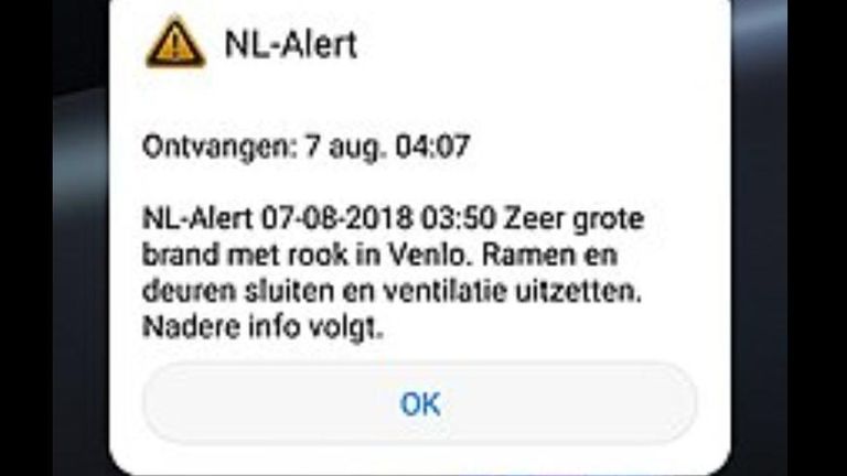 An emergency alert in the Netherlands