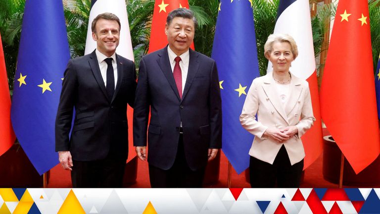 China&#39;s President Xi Jinping, his French counterpart Emmanuel Macron and European Commission President Ursula Von der Leyen