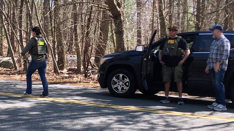 The FBI investigators were seen on a road in North Dighton, Massachusetts