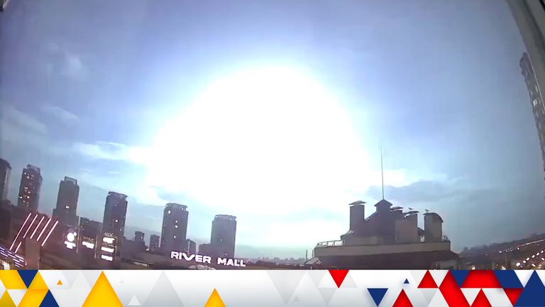 A white flash has lit up the skies of Kyiv late on Wednesday evening