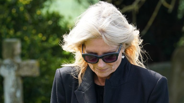 Gaby Roslin arriving for the funeral of Paul O&#39;Grady at St Rumwold&#39;s Church in Aldington, Kent. Picture date: Thursday April 20, 2023.
