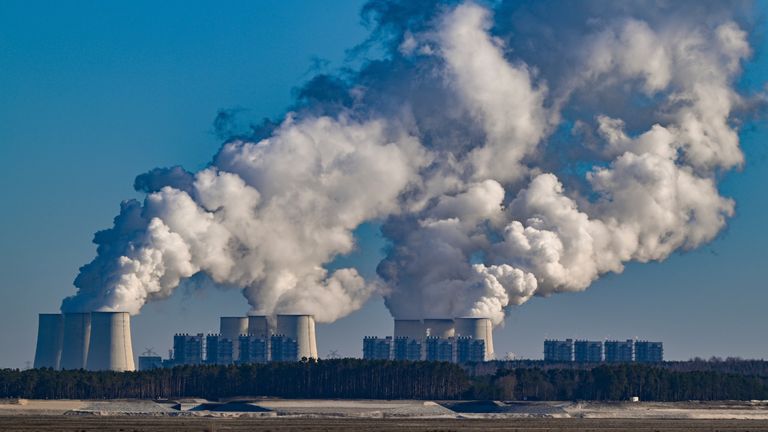 Steam rises from the cooling towers of Germany&#39;s Jaenschwalde coal-fired power plant (Pic: AP)