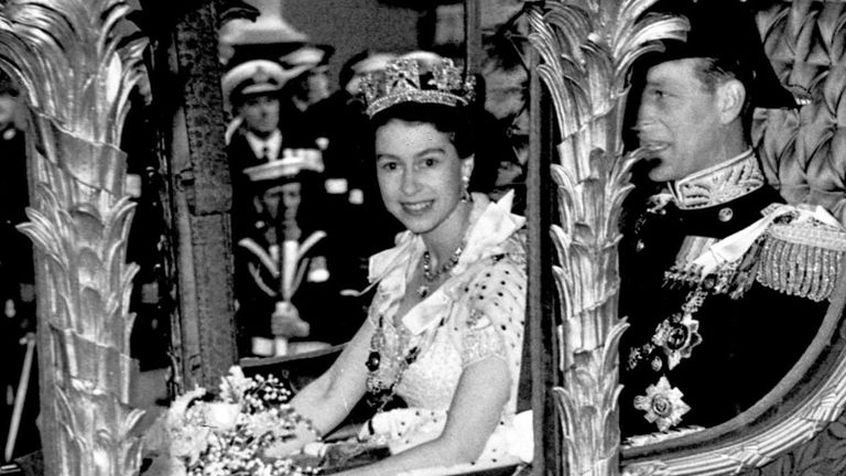 Queen Elizabeth on her coronation day in June 1953