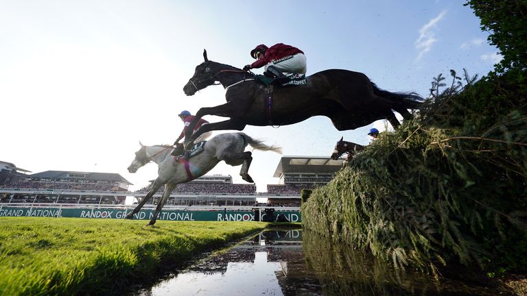 Runners and riders during the Randox Grand National Handicap Chase on day three of the Randox Grand National Festival at Aintree Racecourse, Liverpool. Picture date: Saturday April 15, 2023.