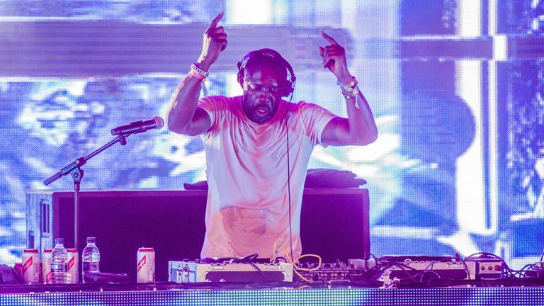 Idris Elba DJs on the Sonic Stage at Glastonbury in 2015. Pic: Guy Bell/Shutterstock