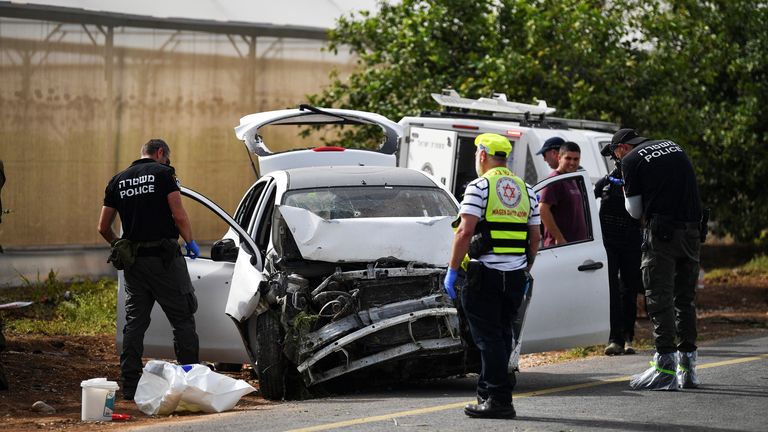 The scene of the attack in the Jordan Valley area of the West Bank