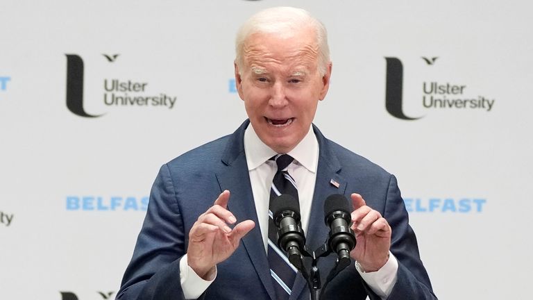 President Joe Biden gestures during his speech
Pic:AP 