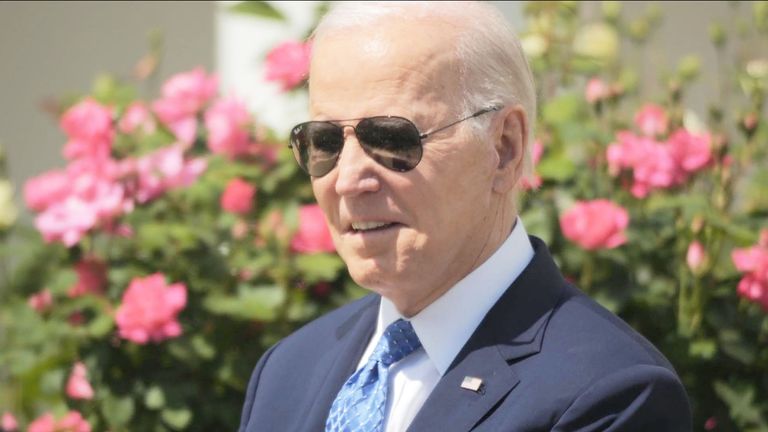 Joe Biden in the White House rose garden