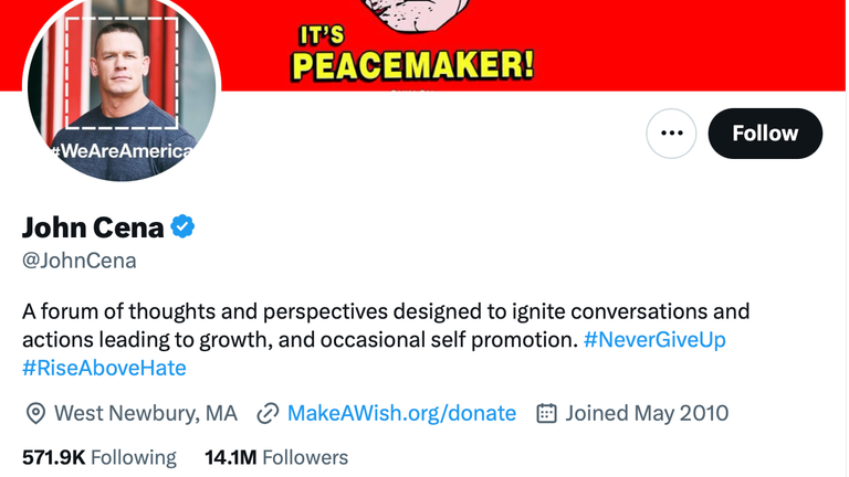 John Cena&#39;s Twitter profile