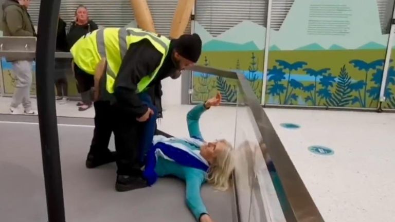 Just Stop Oil protester tackled to the ground by museum staff in Coventry