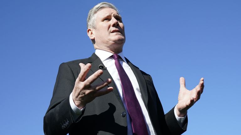 Labour leader Keir Starmer during a visit to Burnley College in East Lancashire to see the importance of sport projects in preventing crime and to speak with students and staff. Picture date: Tuesday April 4, 2023.
