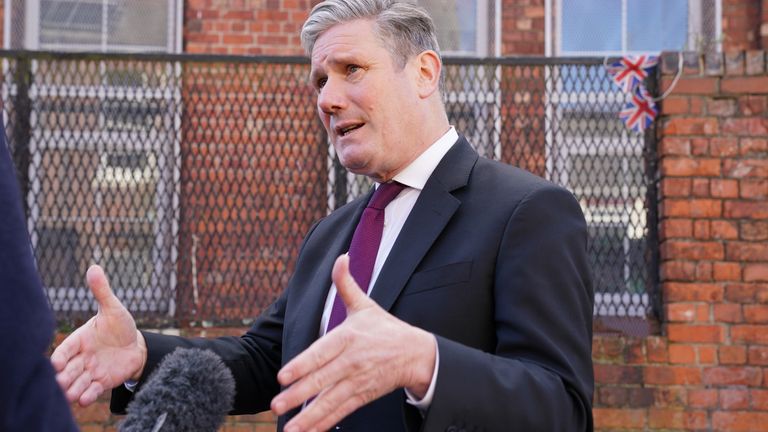 Labour Party leader Sir Keir Starmer speaks to the media during a visit to Hartlepool, to take Labour&#39;s offer to the country ahead of the local elections on May 4. Picture date: Monday April 3, 2023.

