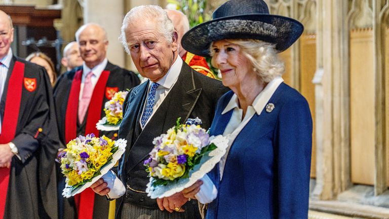 King Charles III and the Queen Consort attending the Royal Maundy Service at York Minster. Picture date: Thursday April 6, 2023.