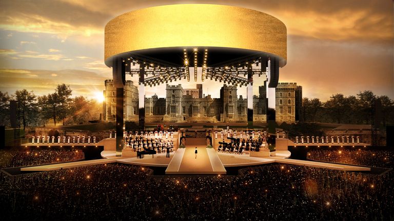 A representation of the stage for the Coronation Concert