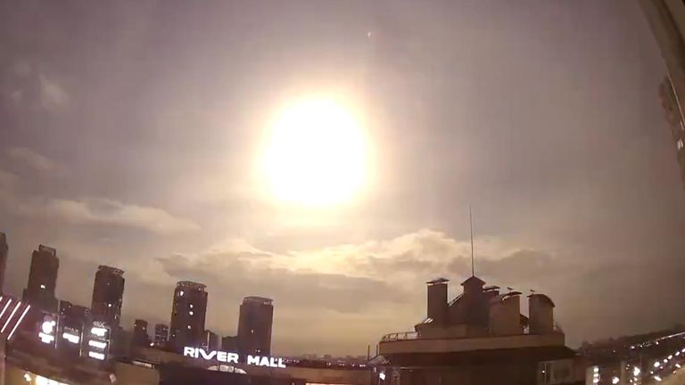 Mysterious flash of light seen over Kyiv