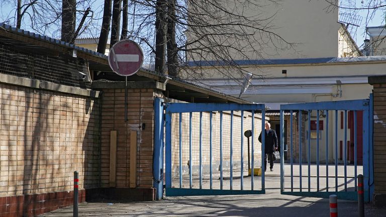 FILE PHOTO: A man walks out of the pre-trial detention centre Lefortovo, where U.S. journalist for the Wall Street Journal Evan Gershkovich is being held on espionage charges, in Moscow, Russia April 6, 2023. REUTERS/Tatyana Makeyeva/File Photo
