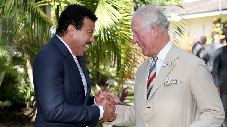 The King meeting Lionel Richie in 2019 