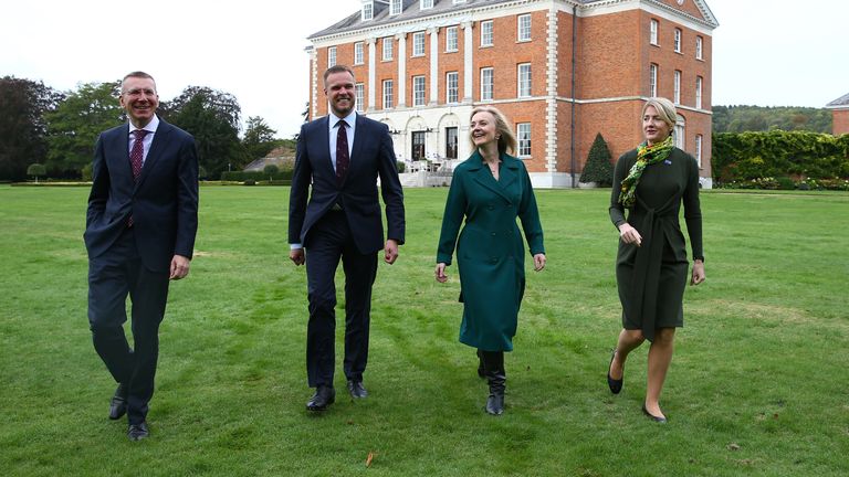 The then foreign secretary Liz Truss met three Baltic foreign ministers at Chevening House in Kent