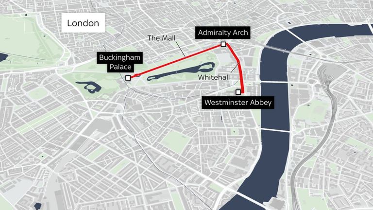 The route the royal couple will take
