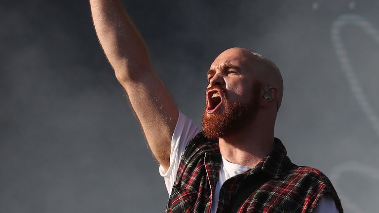 Mark Sheehan from The Script performs during the TRNSMT festival in Glasgow.