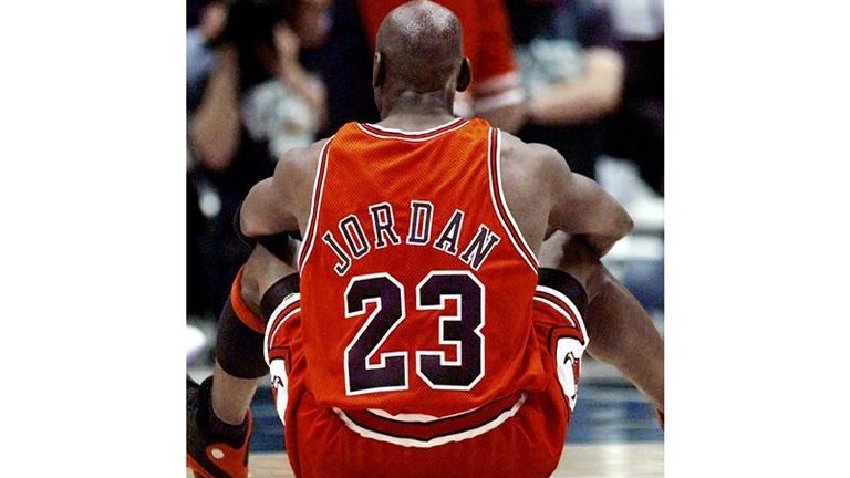 Michael Jordan wearing the trainers in the 1998 NBA finals