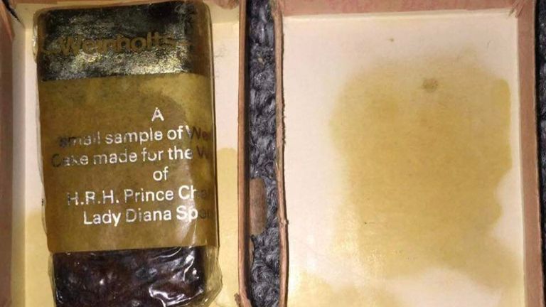 A piece of cake from the 1981 royal wedding  of Prince Charles to Lady Diana Spencer