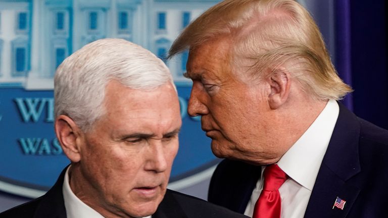 Mike Pence (L) and Donald Trump. File pic: February 2020/Reuters