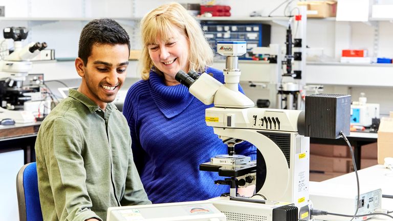 Devesh Mistry and Helen Gleeson. Pic: Northern Gritstone
•	Professor Helen Gleeson, Cavendish Professor of Physics at The University of Leeds and Founder of LC AuxeTec
•	Dr Devesh Mistry, Leverhulme Trust Early Career Fellow