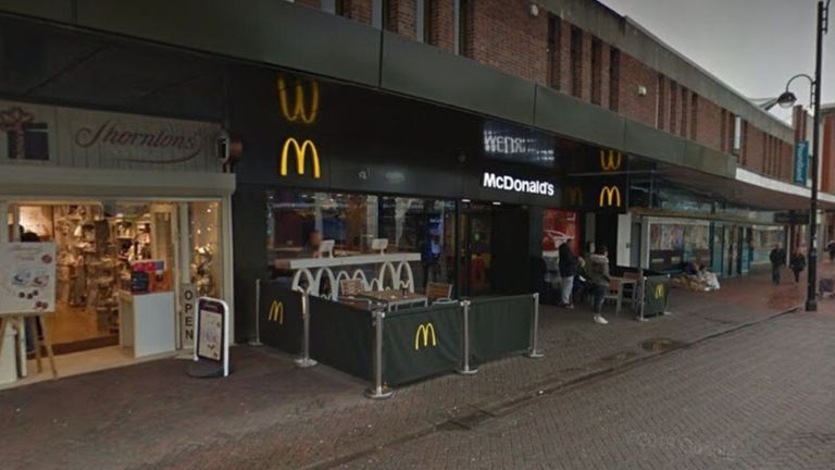 Two men allegedly approached two teenagers outside a McDonald&#39;s in Nuneaton. Pic: Google Street View