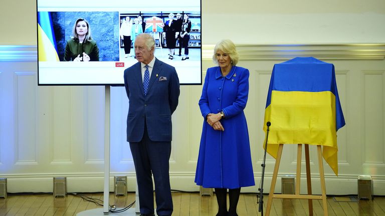 Ukraine&#39;s first lady Olena Zelenska delivered a message via videolink