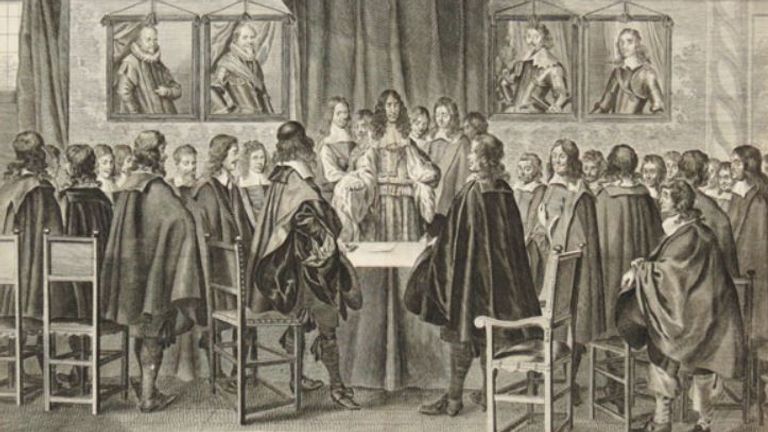 A depiction of Charles II issuing the Declaration of Breda