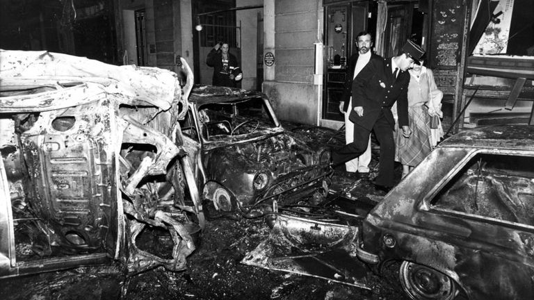 The aftermath of the synagogue bombing in Paris in October 1980 Pic: AP 