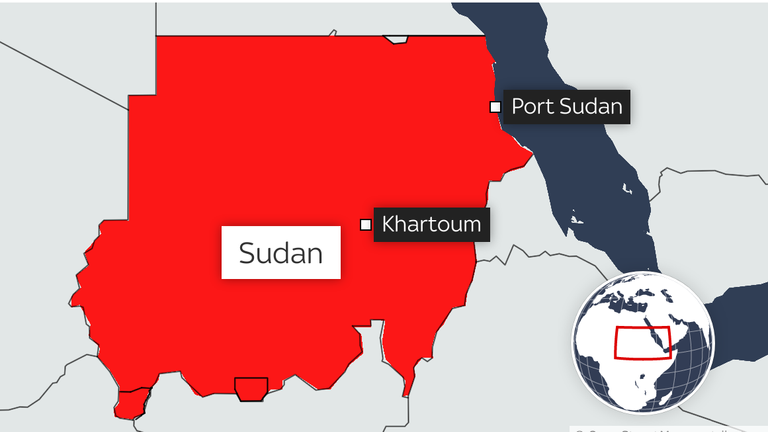 A map showing the location of Port Sudan