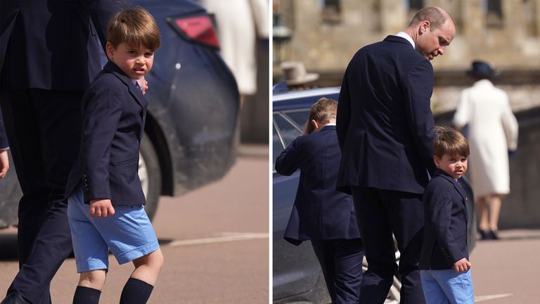 Prince Louis with his father, Prince William, at St George's Chapel, Windsor Castle