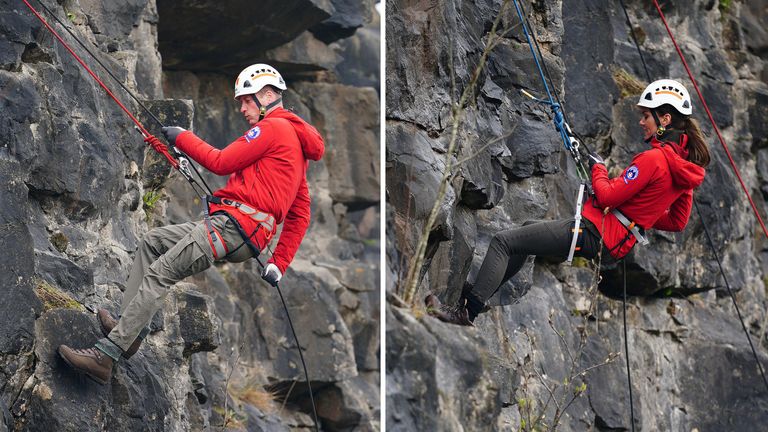Prince and Princess of Wales abseil
