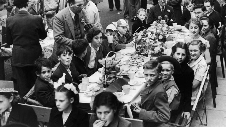 Street Party, Coronation Day 2nd June 1953. Saville Road, Blackpool.