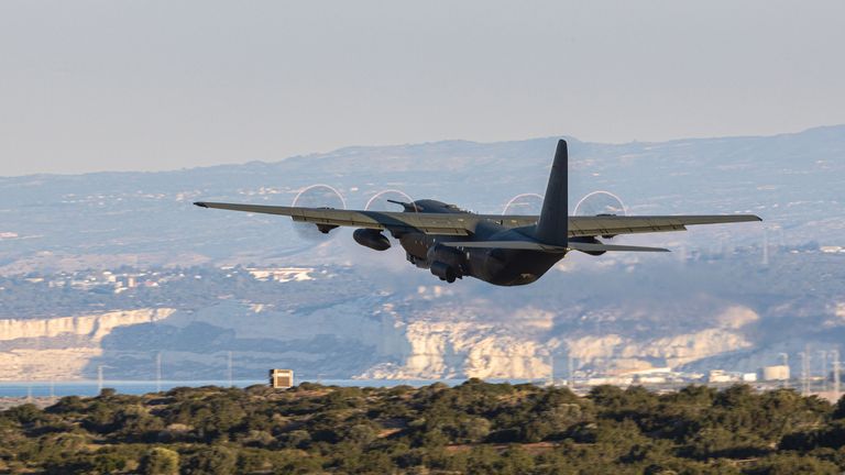 A Hercules took off from Cyprus on Tuesday morning. Pic: MoD