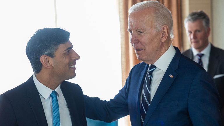 The Prime Minister Rishi Sunak holds a bilateral meeting with the US President Joe Biden during his visit to Northern Ireland. Picture by Simon Walker / No 10 Downing Street