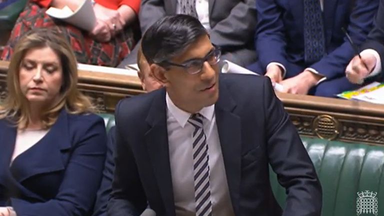 Prime Minister Rishi Sunak speaks during Prime Minister&#39;s Questions in the House of Commons, London. Picture date: Wednesday April 26, 2023.

