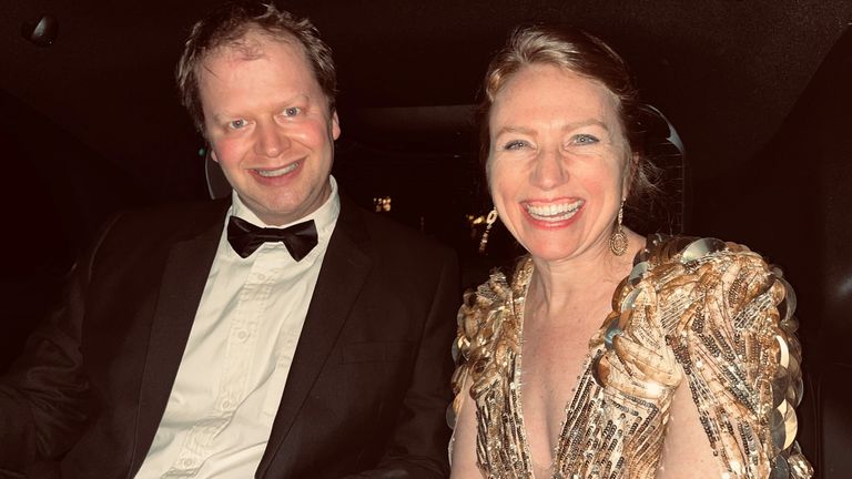 Lady Brook and her husband re-creating the photo of William and Kate taken at the Bond Premiere, released on New Year&#39;s Eve 2021. Pic: Madeline Jung